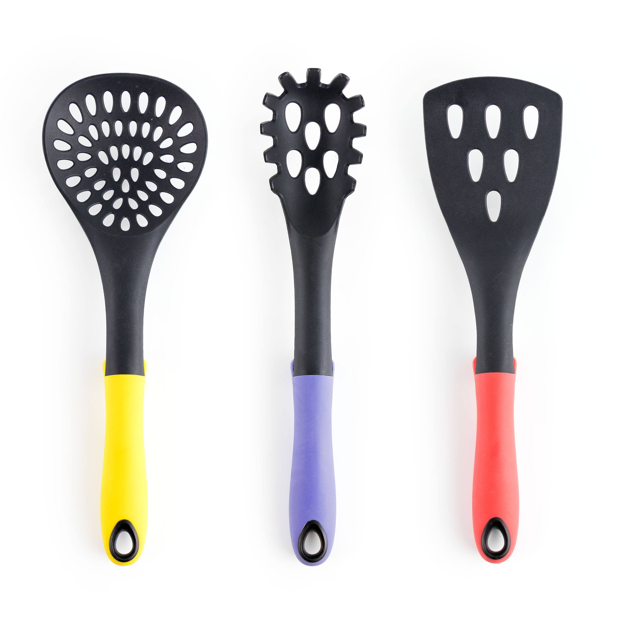 Alt View 1. MegaChef - MegaChef Assorted Color Nylon Cooking Utensils, Set of 7 - Black and Multi.