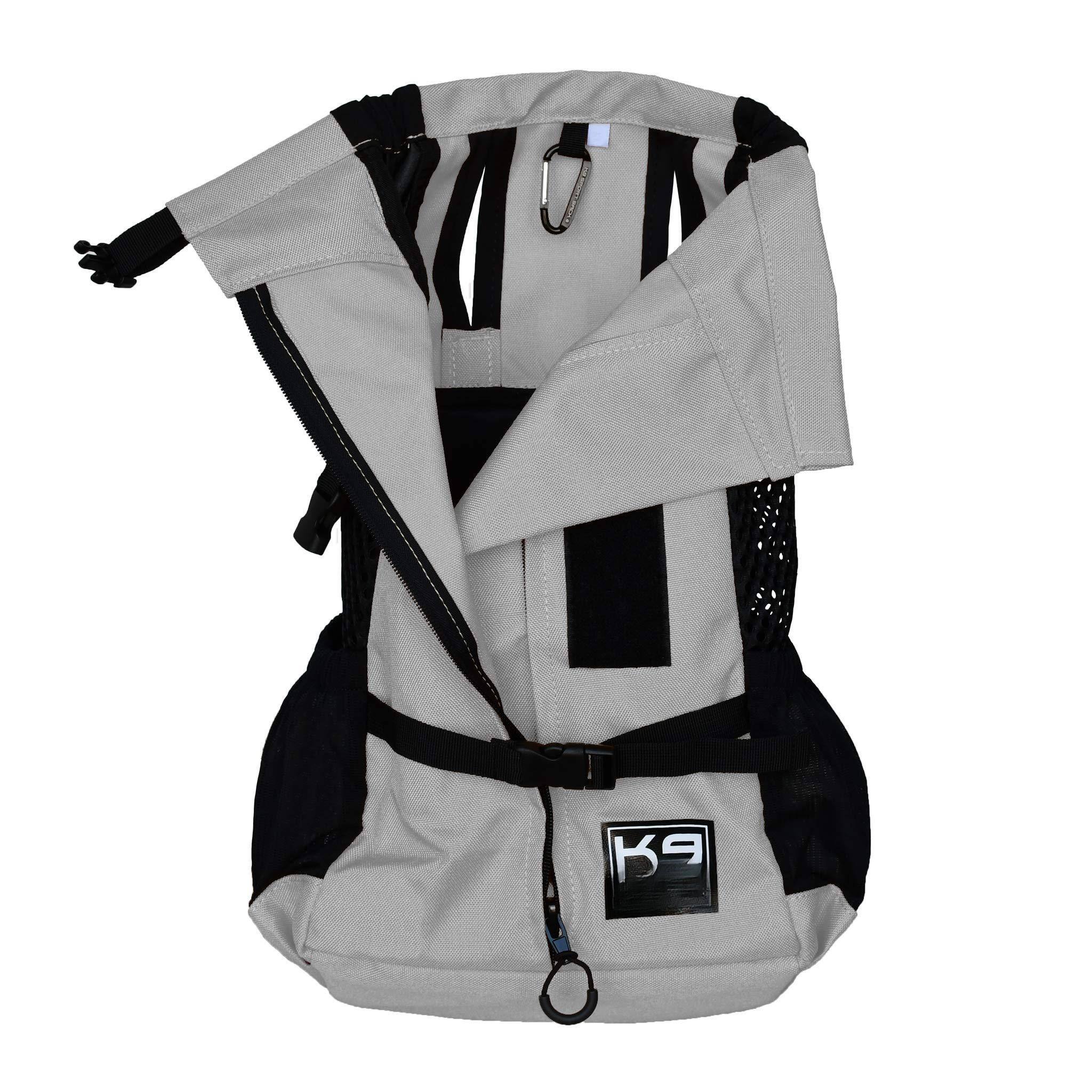 Alt View 3. Live At Space - Plus 2 - Large Light Grey Ideal For Dogs 20-22" Long Adjustable Backpack-style Carrier With Multi-functional Storage Pac.