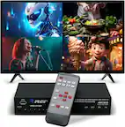 - 4 - - . HD P NDED - - Bau 54 POWER . Buh REI A-IM UKM-401MV - 2 3 . N COm AUDIO Vial Viaie 1 Seamless 4K KVM Switch with USB 3.0 and Multiview functionality 4K60 MULTMEWER AUTO INPUT RES