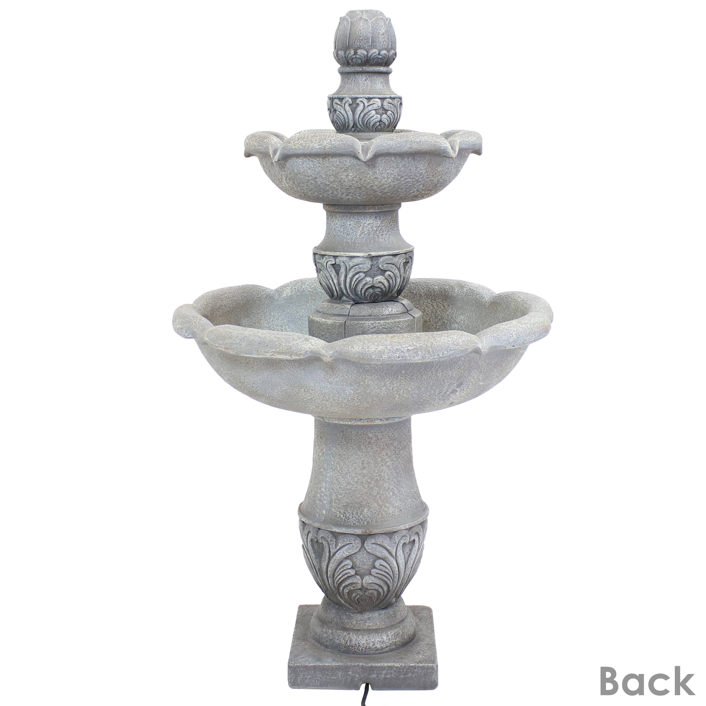 Alt View 10. Sunnydaze - French Garden Reinforced Concrete Outdoor 2-Tier Water Fountain - Light Grey.
