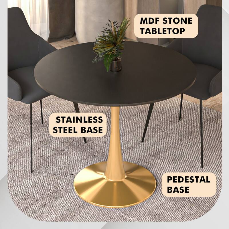 MDF Stone Tabletop  
Stainless Steel Base  
Pedestal Base