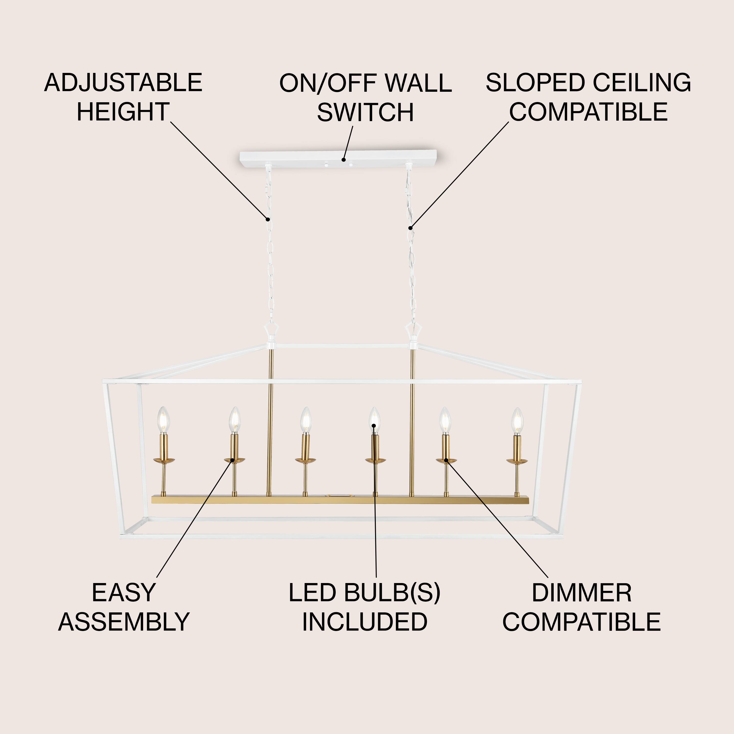 ADJUSTABLE ON/OFF WALL SLOPED CEILING HEIGHT SWITCH COMPATIBLE EASY ASSEMBLY LED BULB(S) DIMMER INCLUDED COMPATIBLE