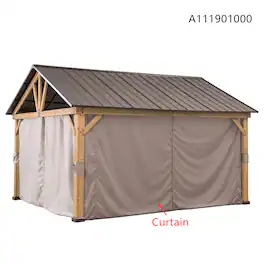 SUNJOY - Universal Curtains for 13 ft. × 15 ft. Wood-Framed Gazebos (W/ Netting Tube) - Khaki