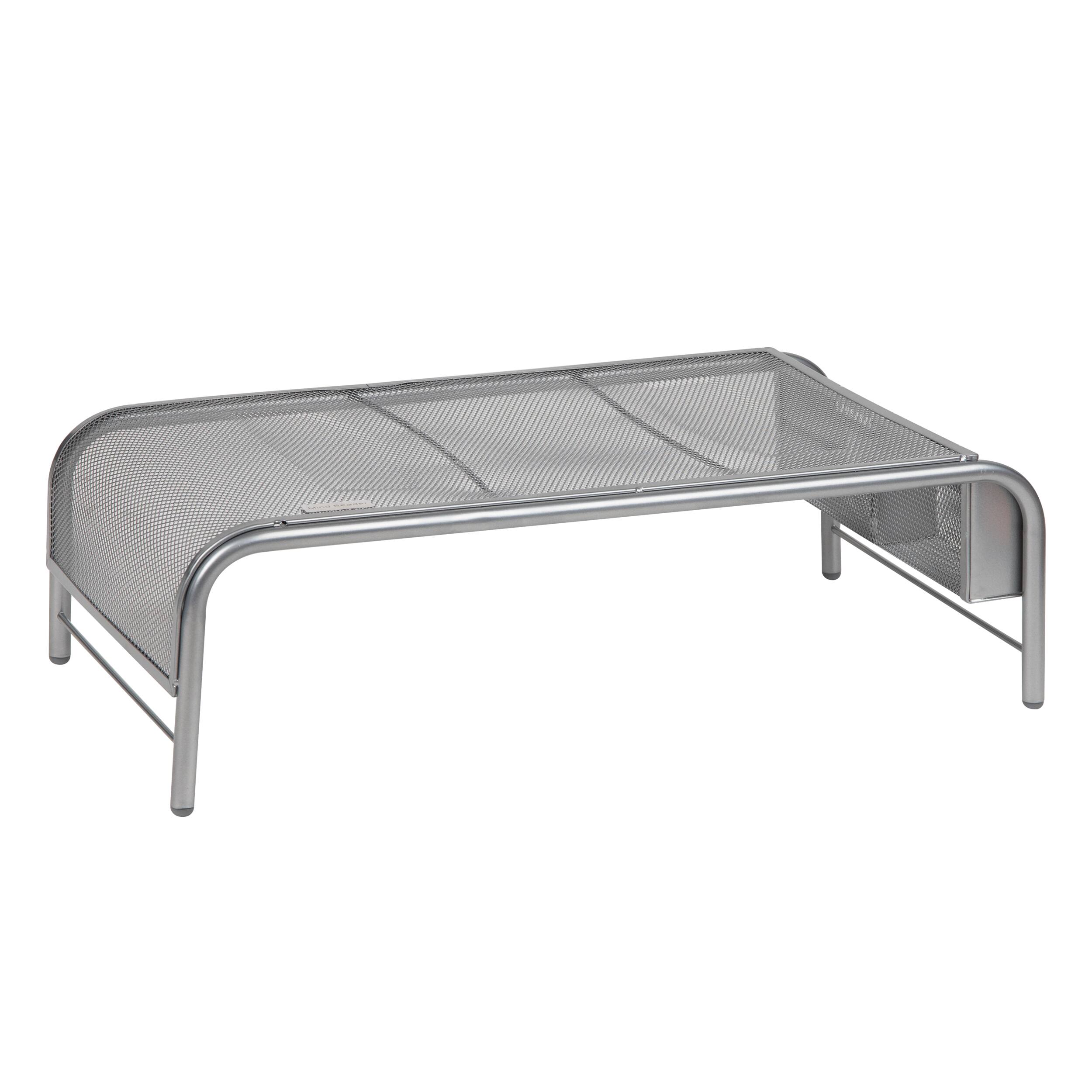 Alt View 13. Mind Reader - Monitor Stand, Ventilated Laptop Riser, Desktop Organizer, Side Storage, Metal Mesh, 20"L x 11.5"W x 5.5"H - Silver.