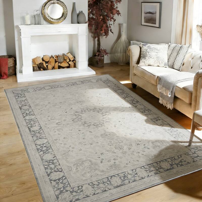 Angle. RYHNUYNE - 5x7 Area Rugs Living Room Rug Washable Vintage Boho Rug No Slip Stain Resistant Soft Carpet Indoor Floor Floral Carpets - Painting.