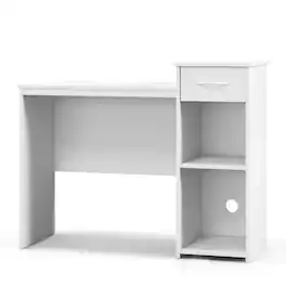 Ecooso - Computer Desk with Drawer and Adjustable Shelf, Cable Hole Laptop Workstation for Home Office - White