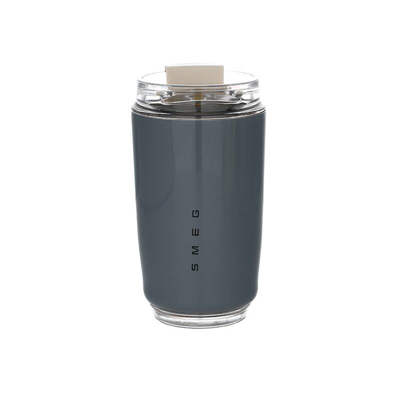 Left. SMEG - 12OZ SMEG Stainless Steel Insulated Vacuum Coffee Wall Travel Mug - Grey.
