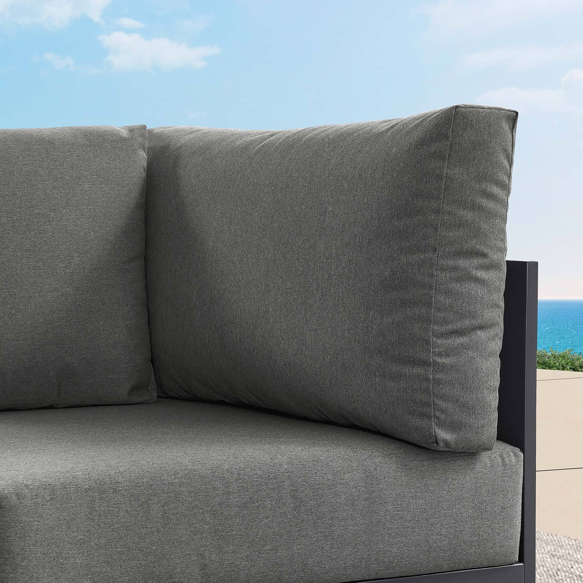 Alt View 1. Modway - Tahoe Outdoor Patio Powder-Coated Aluminum Modular Corner Chair by Modway - Gray Charcoal.