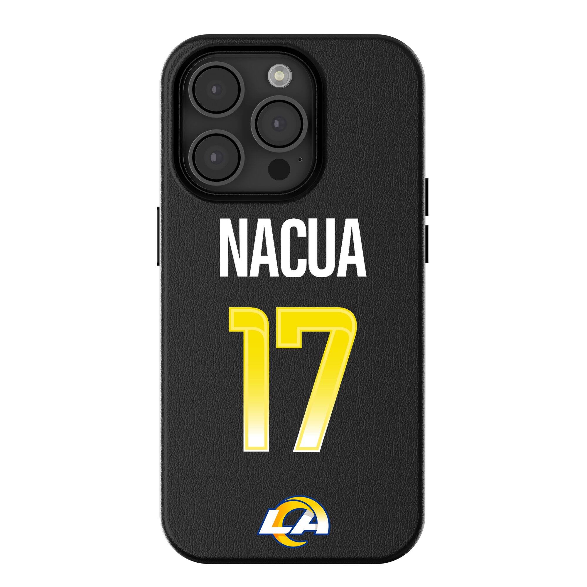 Front. Keyscaper - Puka Nacua-Black Los Angeles Rams iPhone Magnetic Bump Case - 16 Plus - Black.