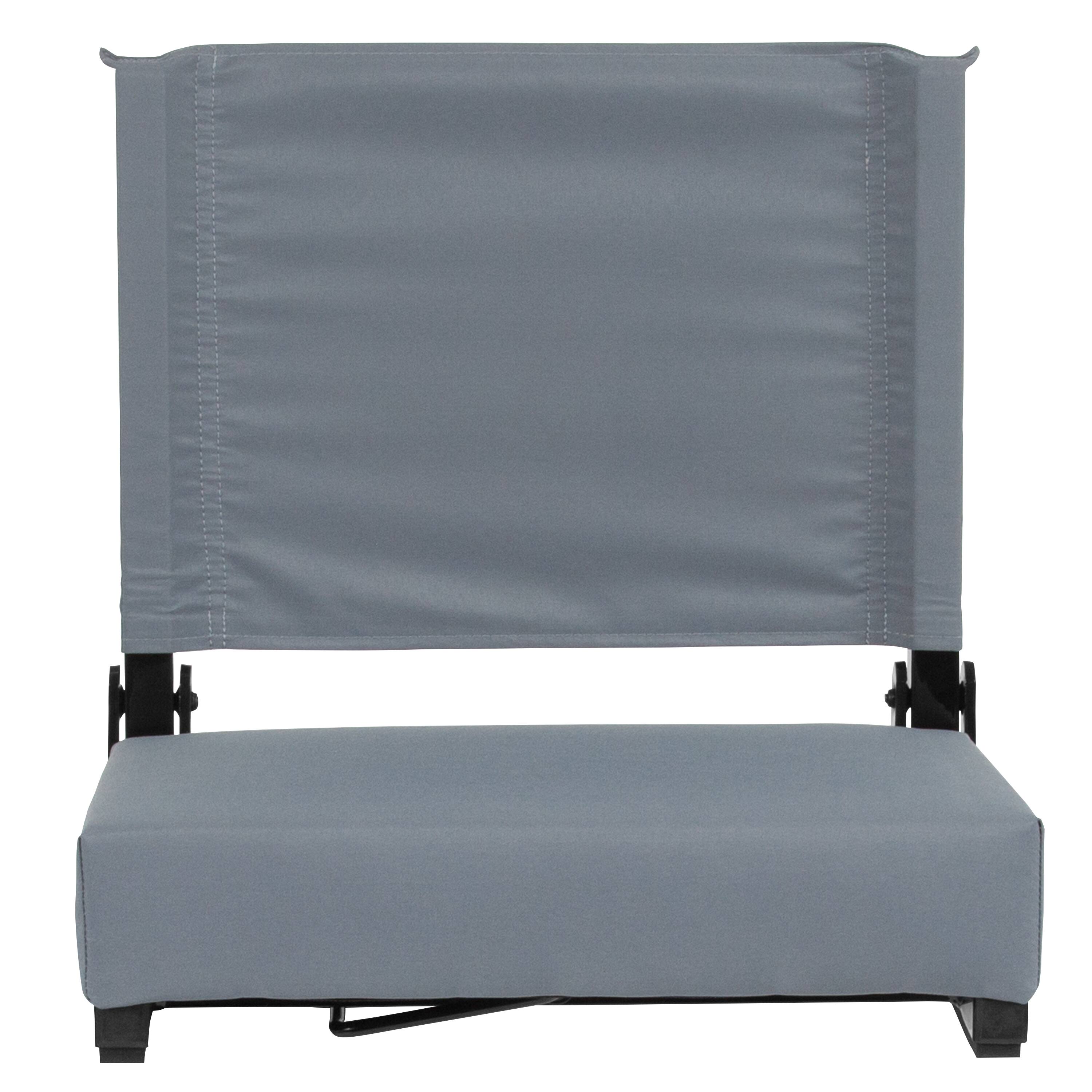Alt View 7. Emma + Oliver - Set of 2 500 lb. Rated Lightweight Stadium Chair with Ultra-Padded Seat - Gray.