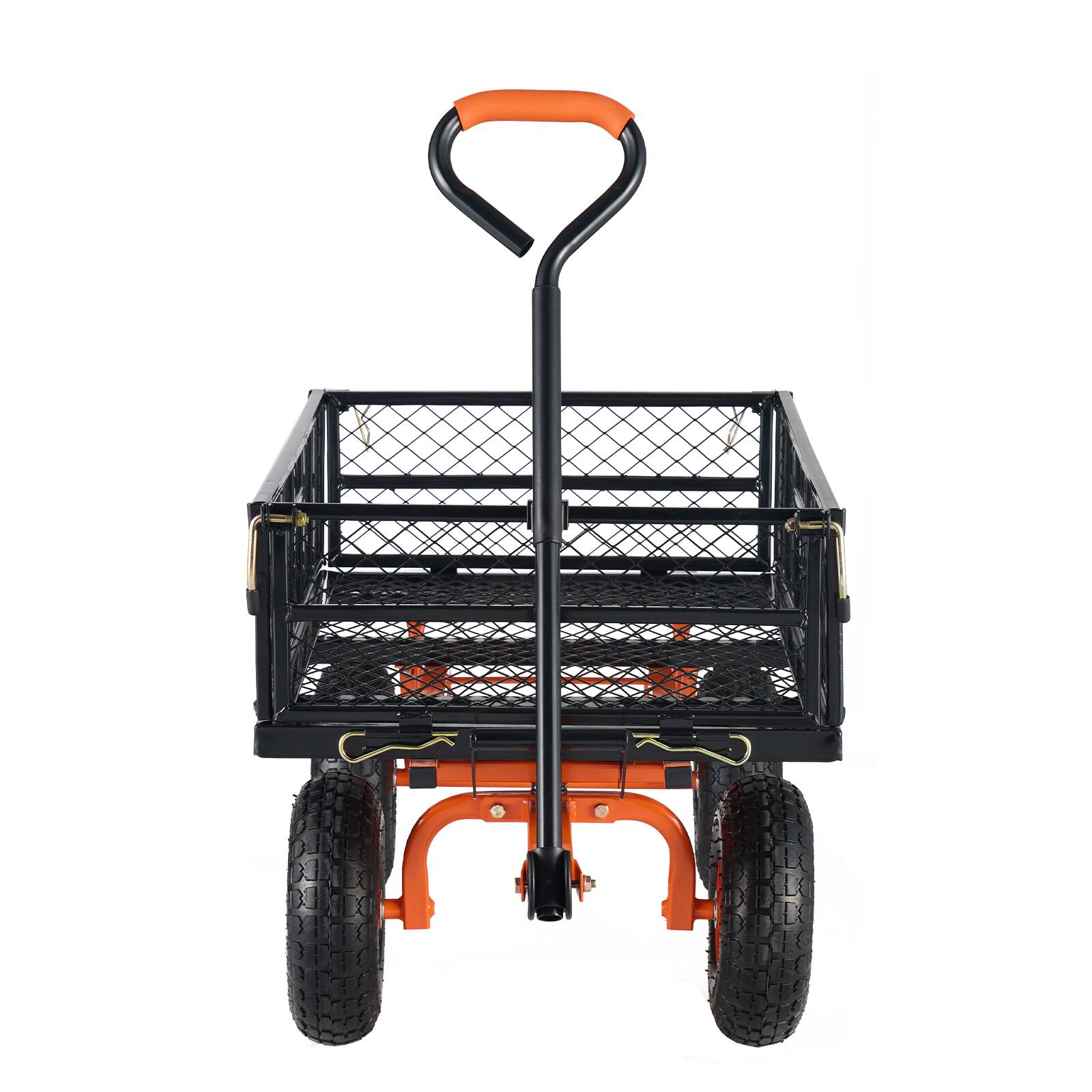 Alt View 5. VEVOR - Garden Cart, Sturdy Metal Utility Wagon with Simple Assembly, Versatile Dump Cart with Dual-Function Handle, Wheelbarrow - Black.