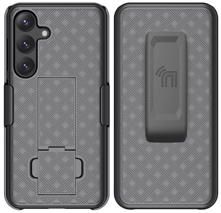 Alt View 2. Nakedcellphone - Combo for Samsung Galaxy S25 Phone - Slim Case and Belt Clip Holster - Black.