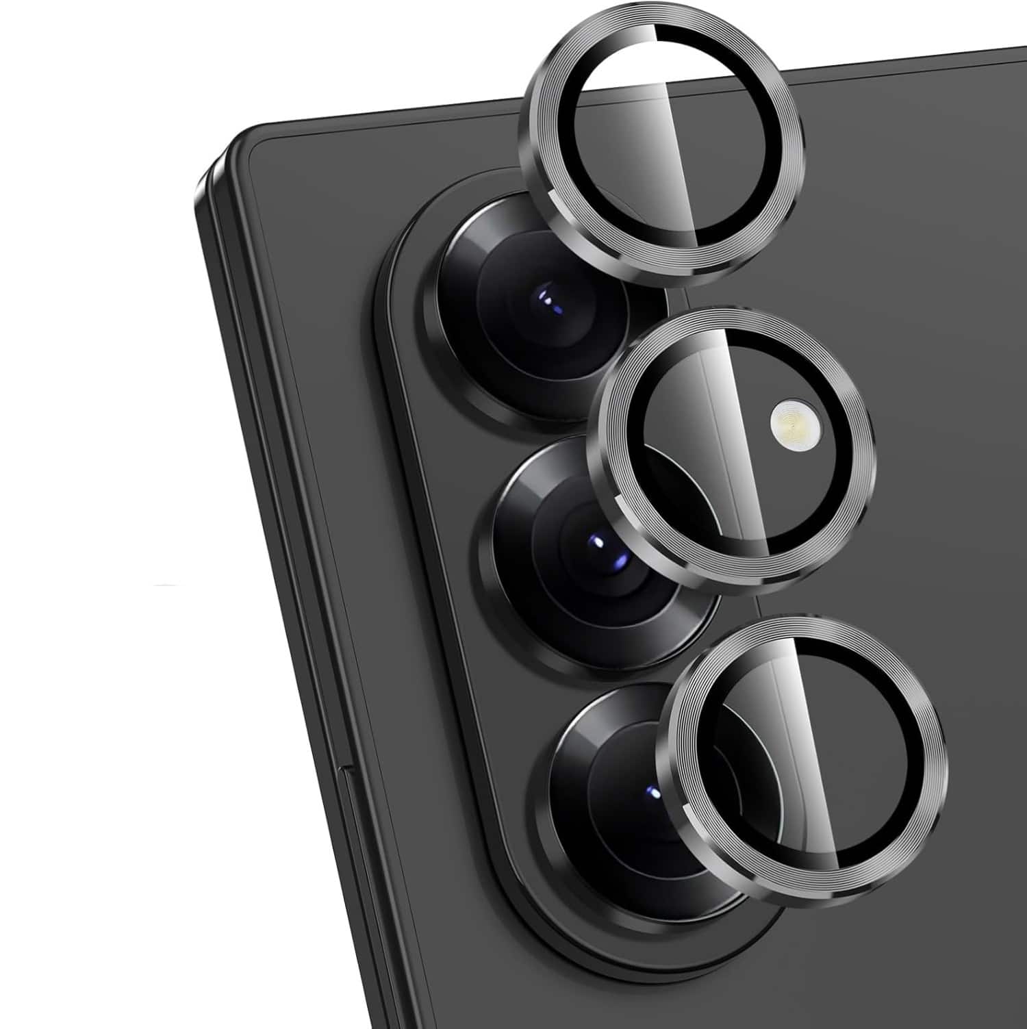 Front. SaharaCase - Samsung Galaxy Z Fold7 Camera Lens Protector | Strong Titanium | 2-Pack | - Clear.