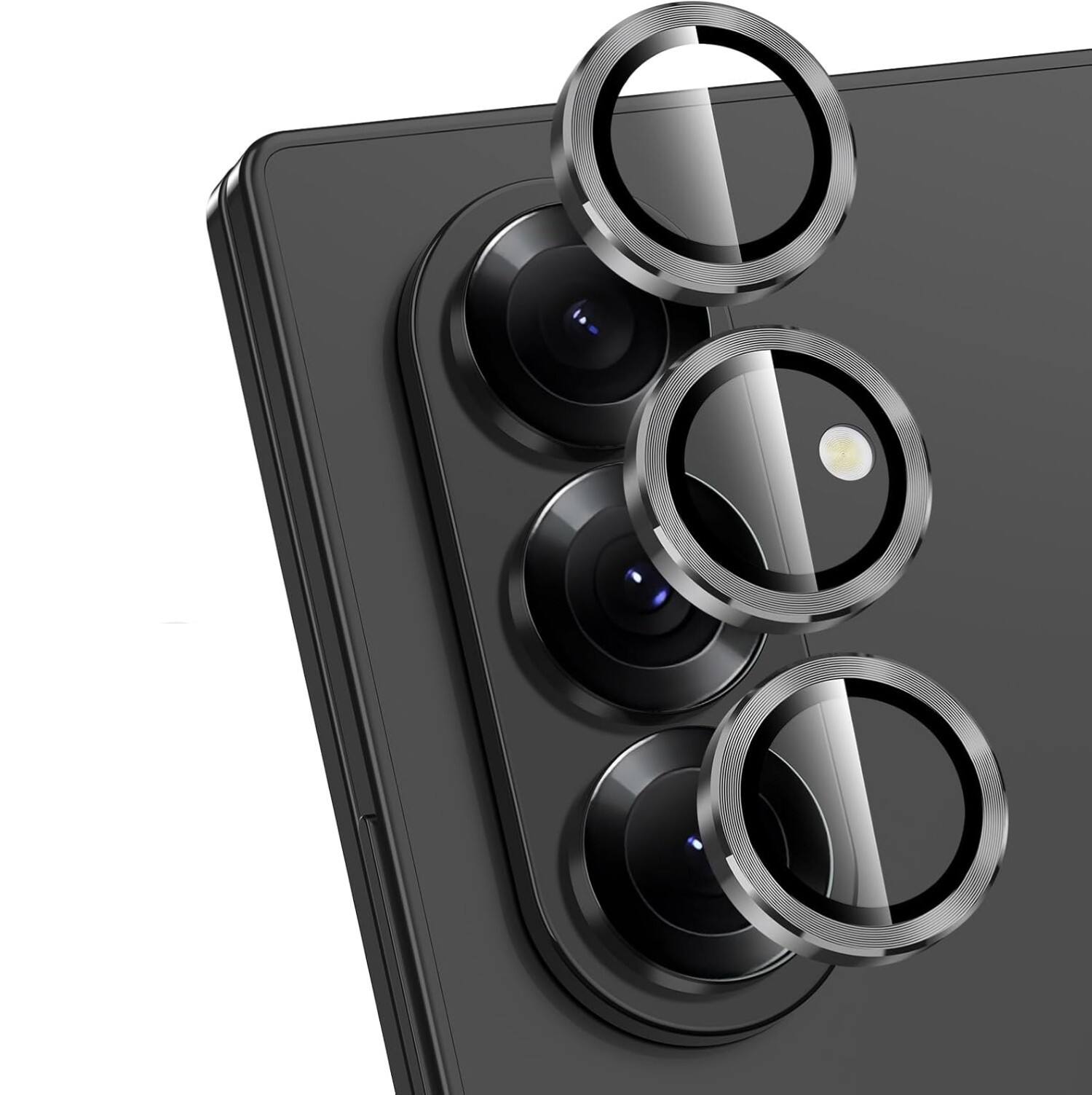 Front. SaharaCase - Samsung Galaxy Z Fold7 Camera Lens Protector | Strong Titanium | 2-Pack | - Clear.