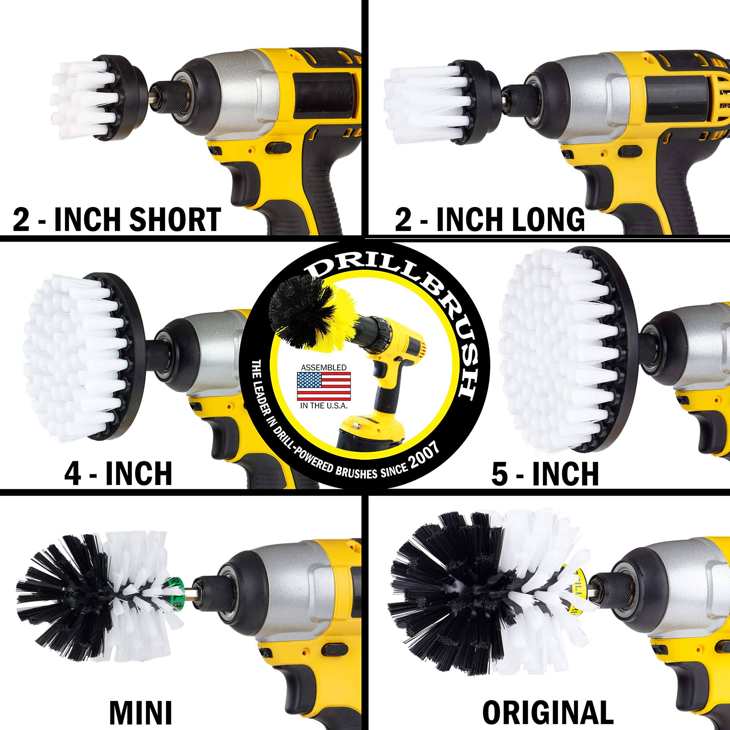 L 2 - INCH SHORT 2 - INCH 2 - INCH LONG THE LEADER IN ASSEMBLED THE U.S.A. IN DRILL POWERED SINCE 2007 4 - INCH 4 - INCH BRUSHES 5 - INCH 5 - INCH te MINI ORIGINAL