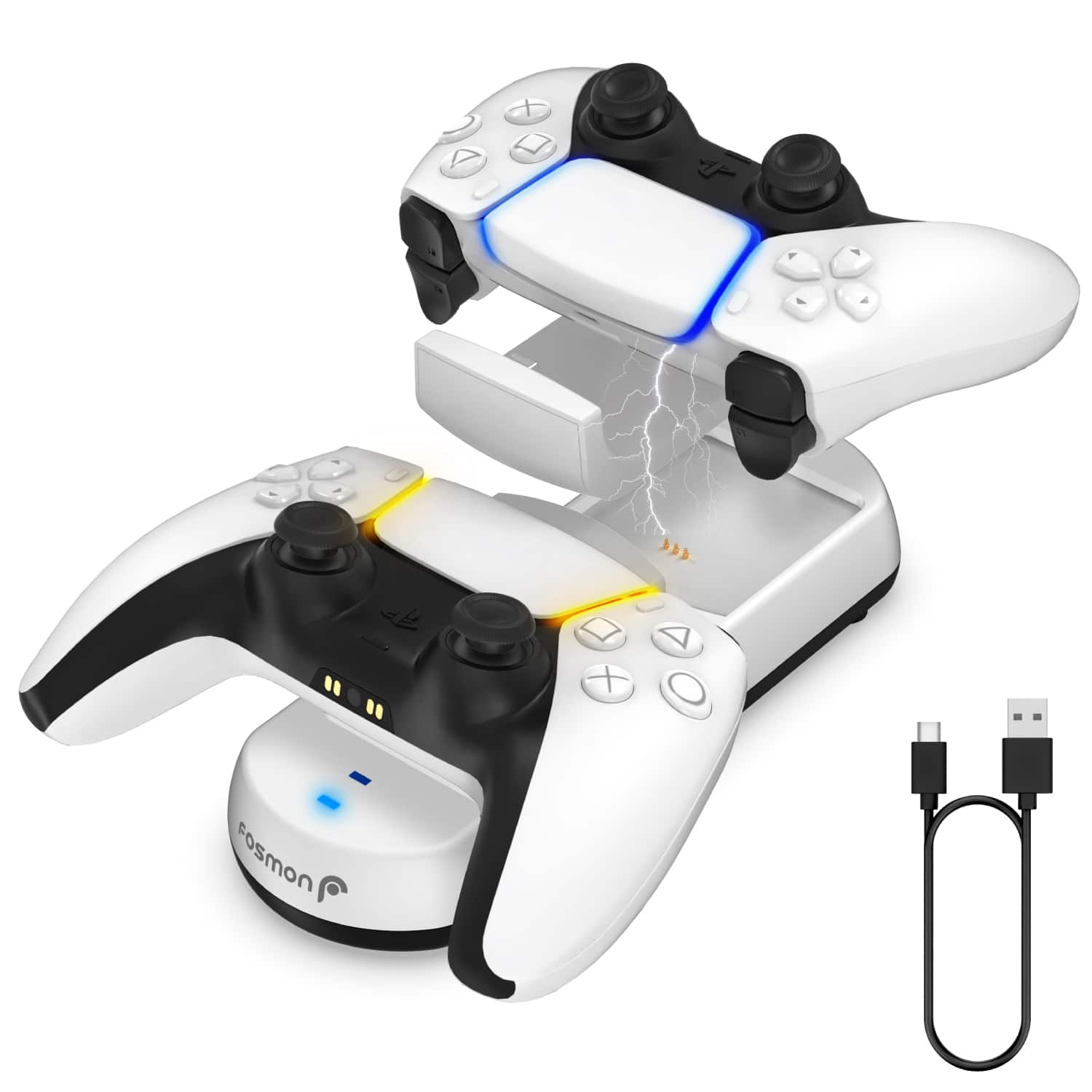 Fosmon - For PS5 Charging Dock, PS5 Controller Charger, Charging Station Dock, Controller Charger Station LED for PlayStation 5 - Multicolored