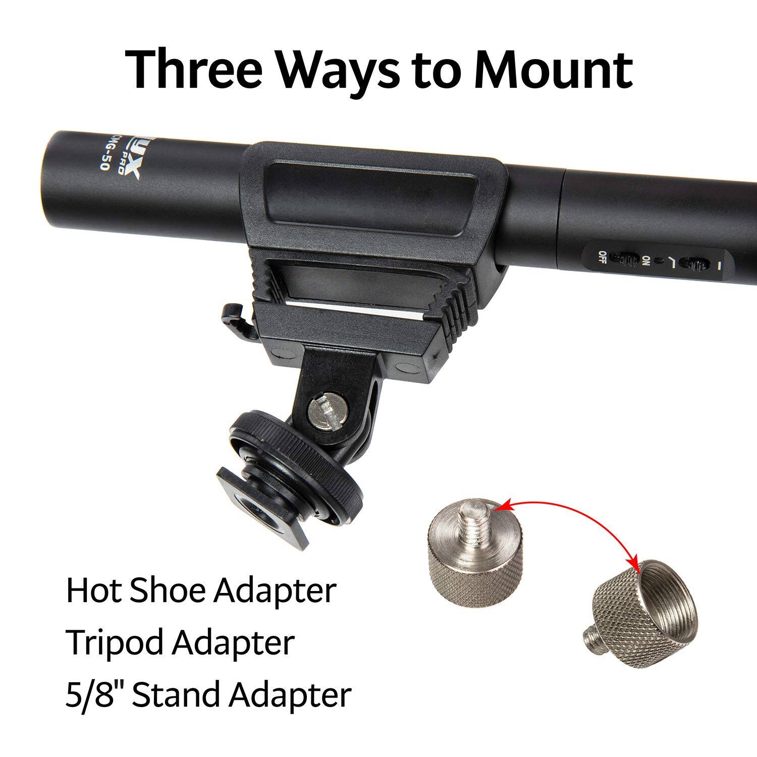 Three Ways to Mount Hot Shoe Adapter Tripod Adapter 5/8" Stand Adapter