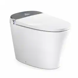 RYHNUYNE - Smart Toilet With Foam Shield, Zero Water Pressure Flush Heated Seat Warm Water and Dryer Auto Flush and Close - White