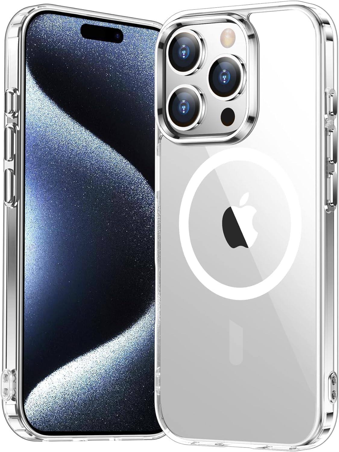 Entronix - Magnetic Case for iPhone 15 Pro Max - Durable Hard Back - Clear