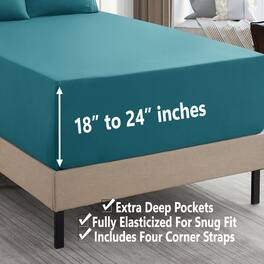 Sweet Home Collection - 18"-24" Extra Deep Pocket, 4-Piece Bed Sheets Set, California King - Teal