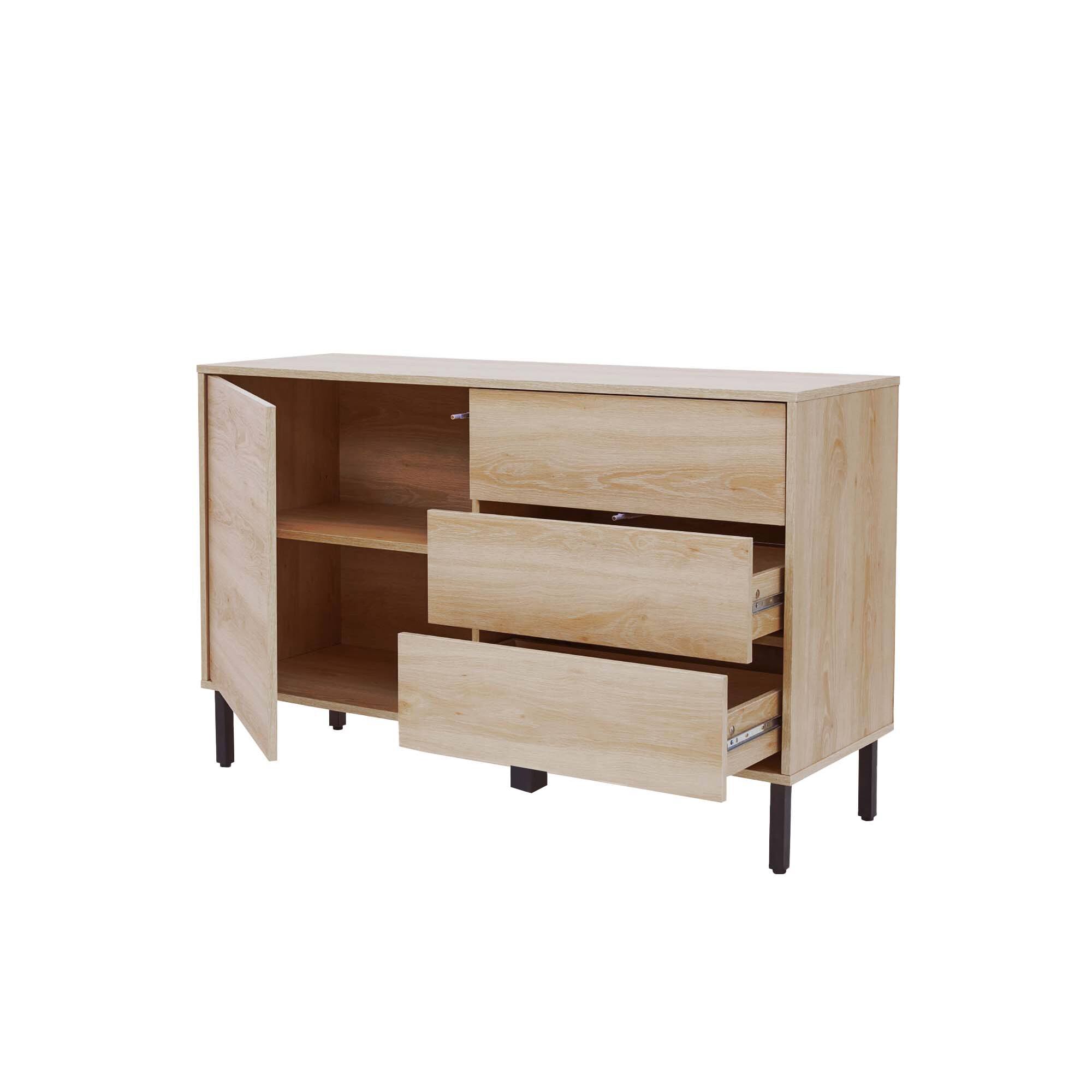 Alt View 5. Teamson Home - Cairo Industrial-Chic Mid-Century Modern 1 Door, 2 Shelf, 3 Drawer Storage Sideboard - Brown.
