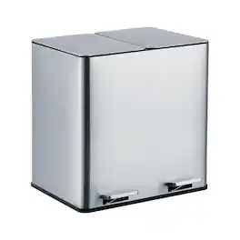 Babevy - Stainless Steel Waste Bin Kitchen Trash Can 2x4 Gallon for Bathroom Bedroom Kitchen