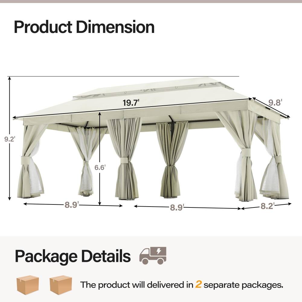 Product Dimension
19.7'
9.8'
9.2'
6.6'
8.9'
8.9'
8.2'

Package Details
The product will be delivered in 2 separate packages.