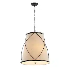 Jonathan Y - Milo 19" 3-Light Rustic Farmhouse Iron LED Pendant, Oil Rubbed Bronze - Light Brown/Oil Rubbed Bronze