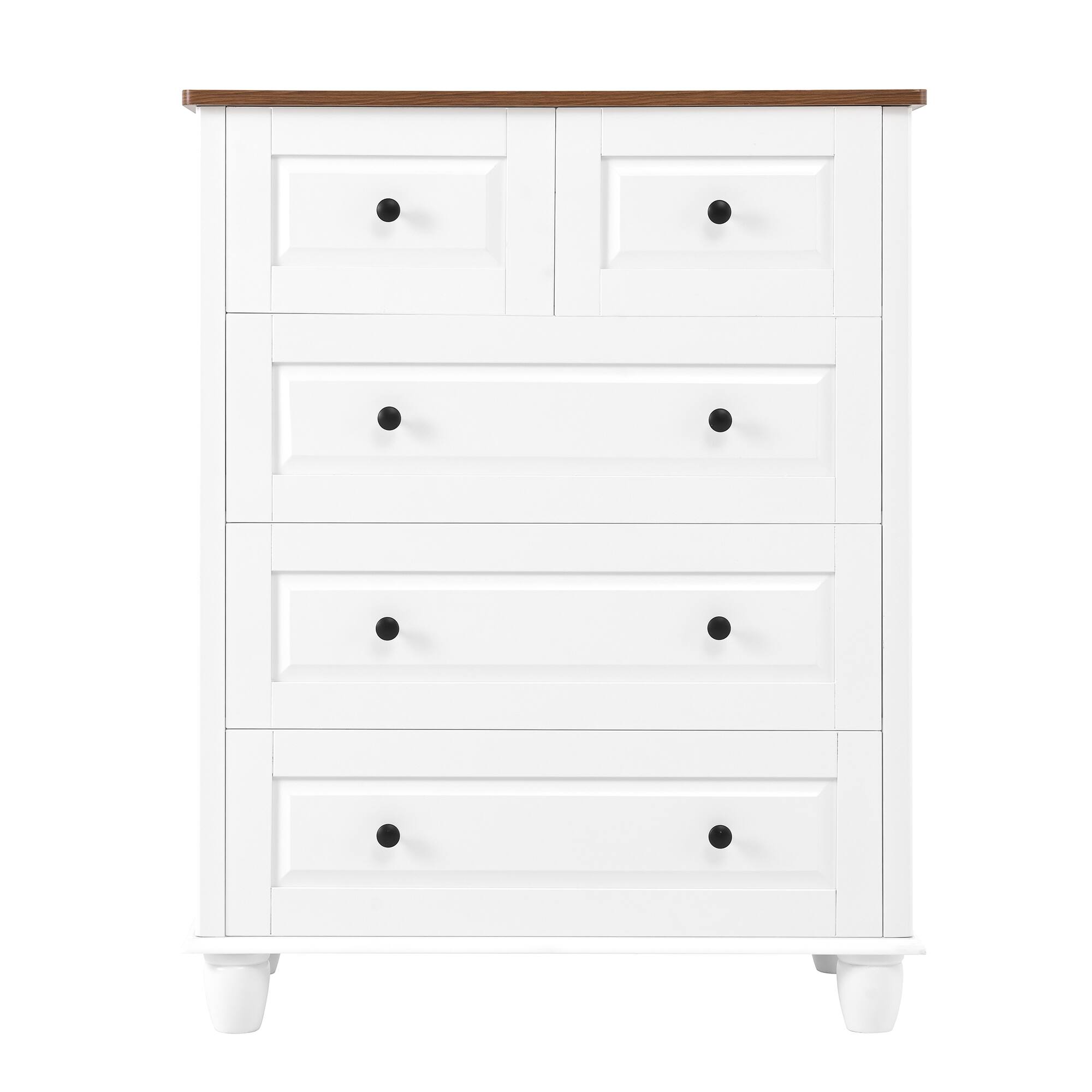 Front. Spaco - Spaco 5-Drawer Tall Dresser with Metal Handles, Wide Drawer, Wood Dressers and Chests of Drawers for Bedroom,Living Room - Ivory White.