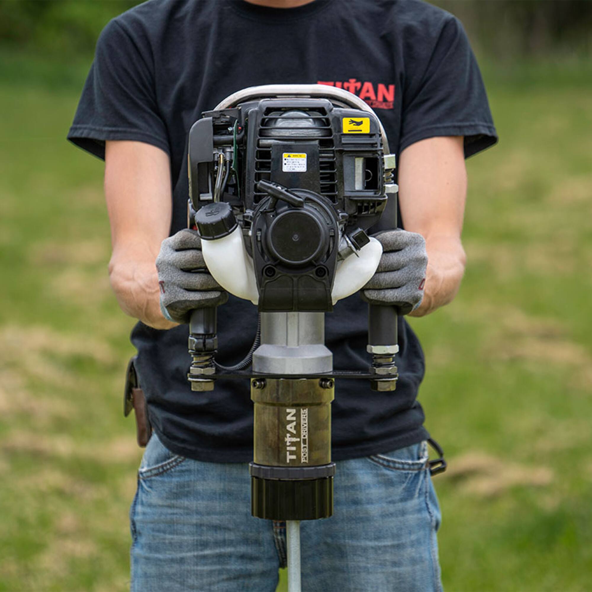 Alt View 2. Titan Post Drivers - Titan Post Drivers Gas Powered Fence Post Driver for T-Posts, Pipes and Stakes - Black/Grey.