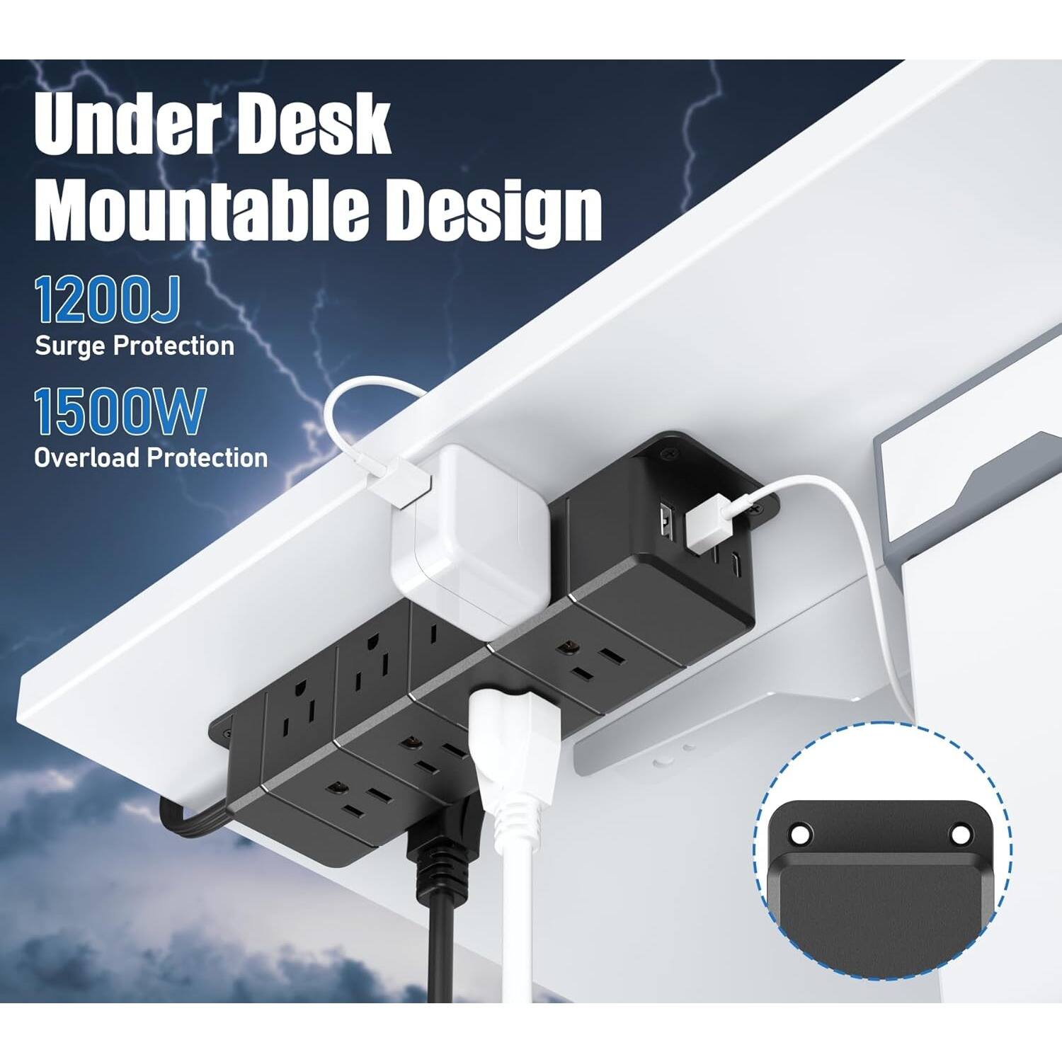 Under Desk Mountable Design

1200J Surge Protection

1500W Overload Protection