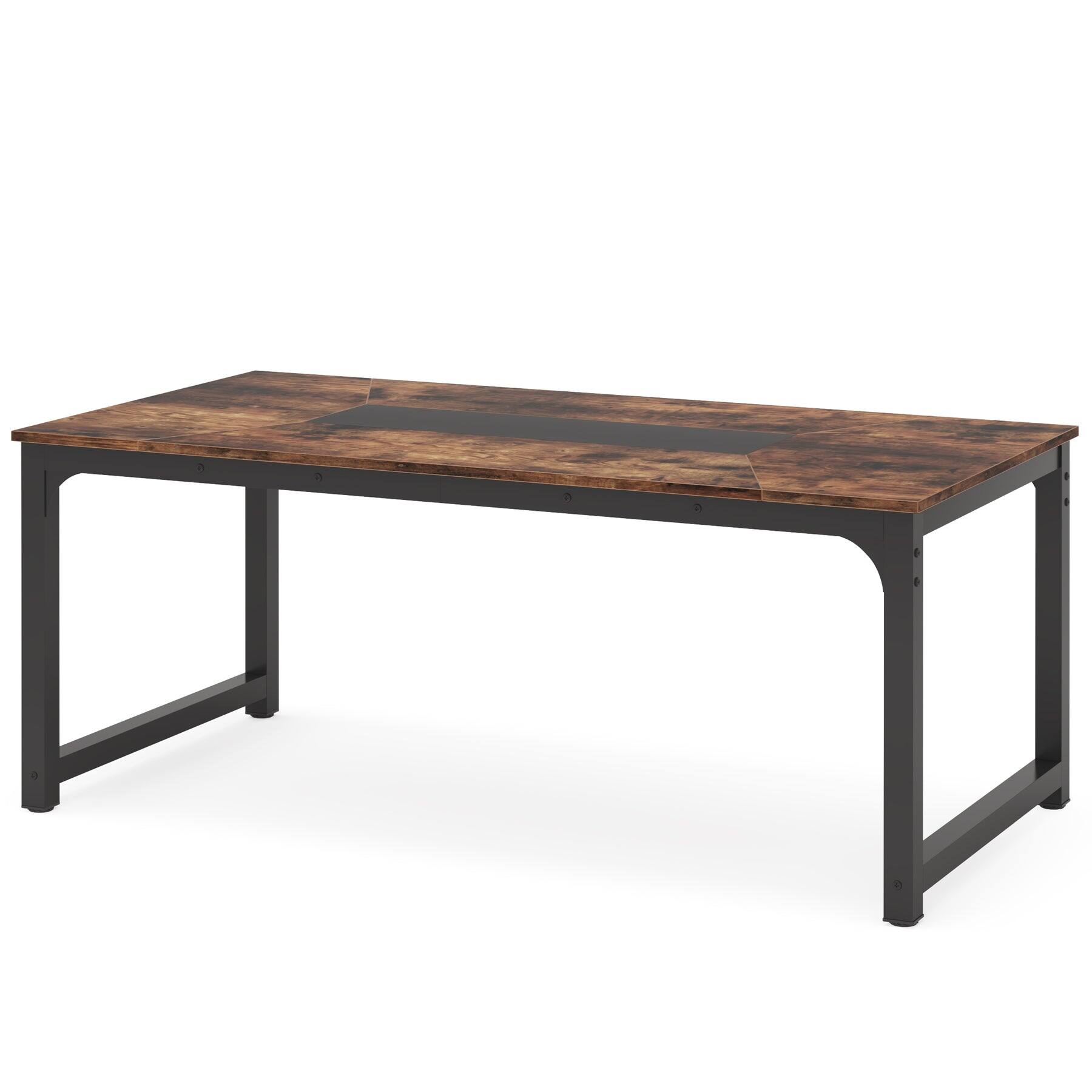 Alt View 3. Tribesigns - Conference Table with Engineered Wood Construction and Rectangular Top for Office and Meeting Room - Brown.