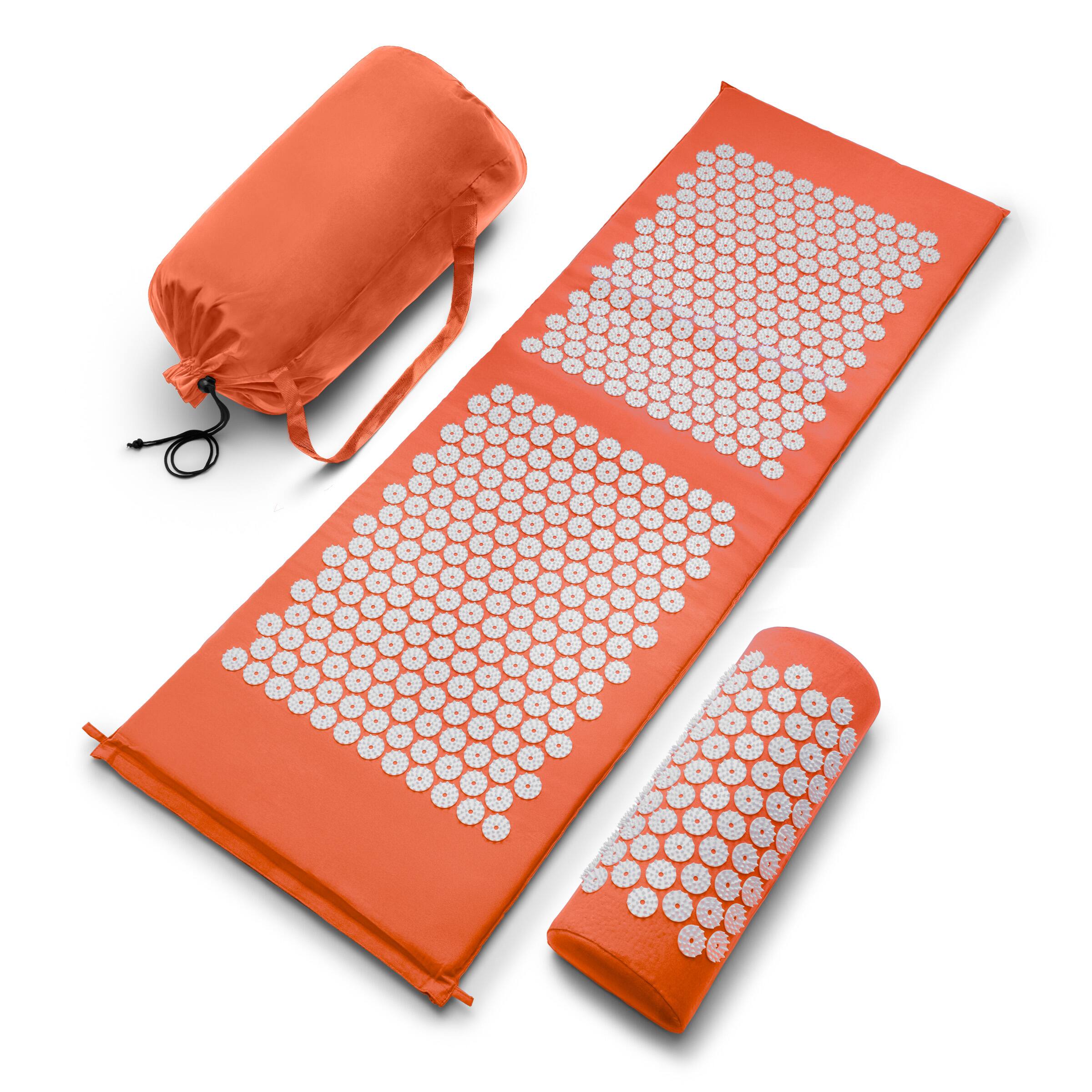 Sorbus - Sivan Acupressure Mat and Pillow Set for Stress, Back & Neck Pain, Acupuncture, Muscle Relaxation, Sciatica, Meditation - Orange white