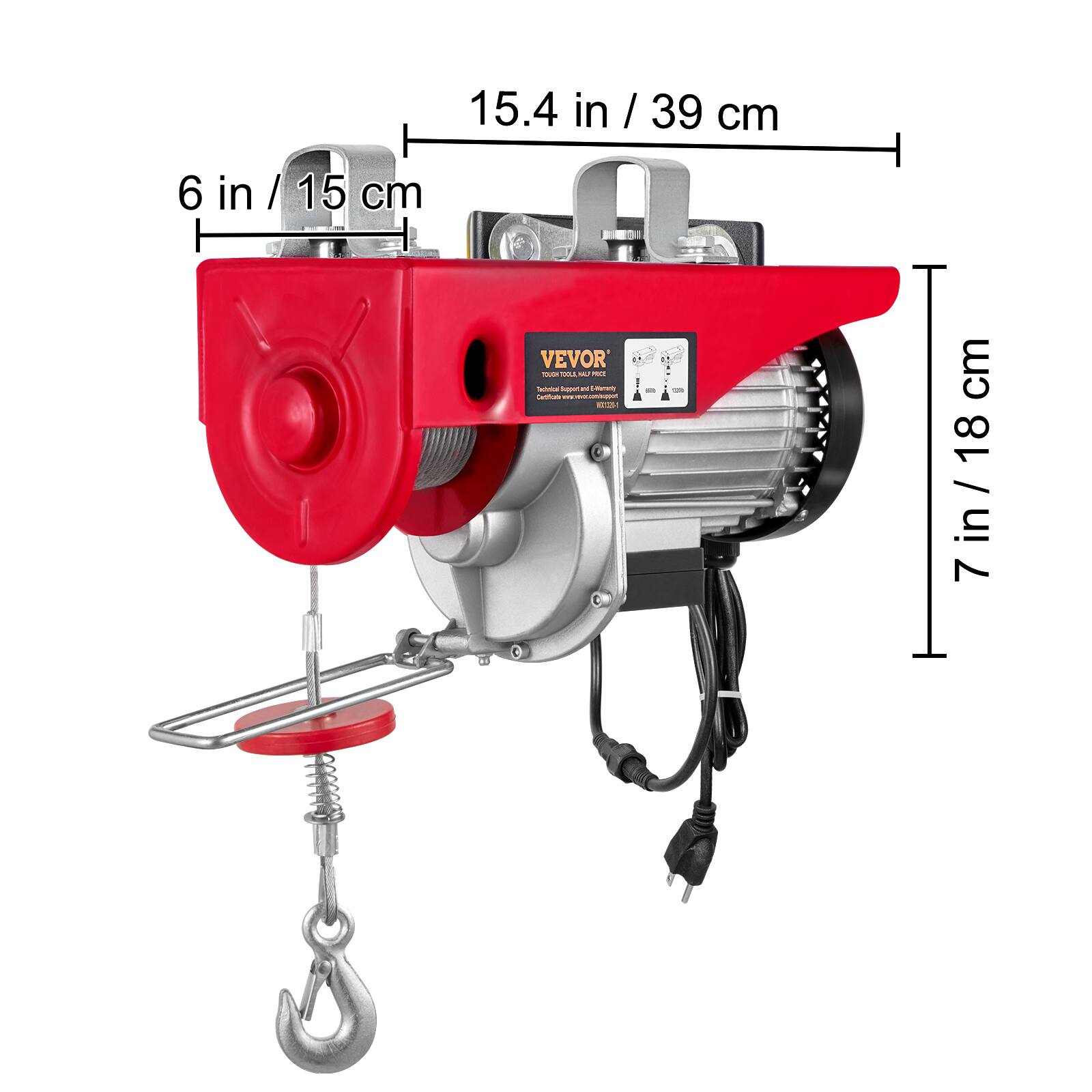 15.4 in / 39 cm  
6 in / 15 cm  
7 in / 18 cm