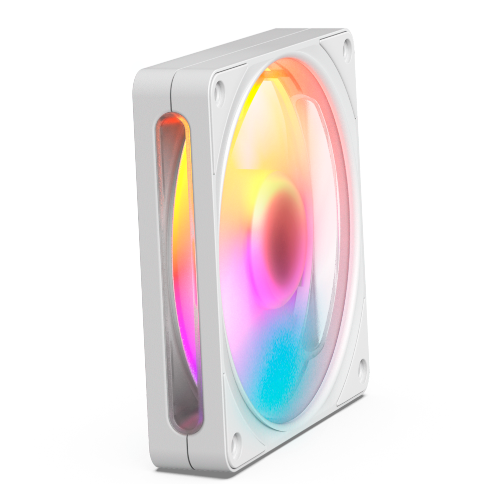 Front. NZXT - NZXT - F120 RGB Fan - 120mm PWM RGB Computer Case Fan with 8-LED Lighting - White.