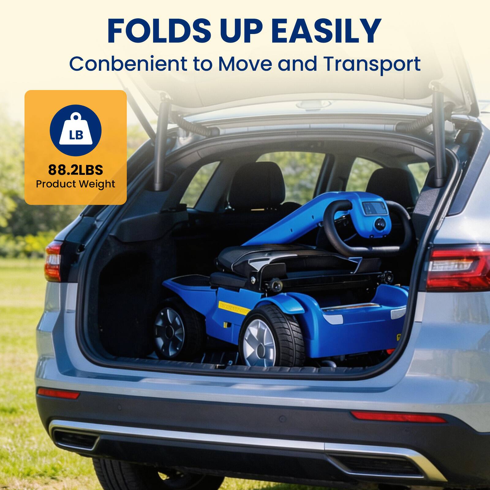 FOLDS UP EASILY  
Convenient to Move and Transport  

88.2LBS  
Product Weight
