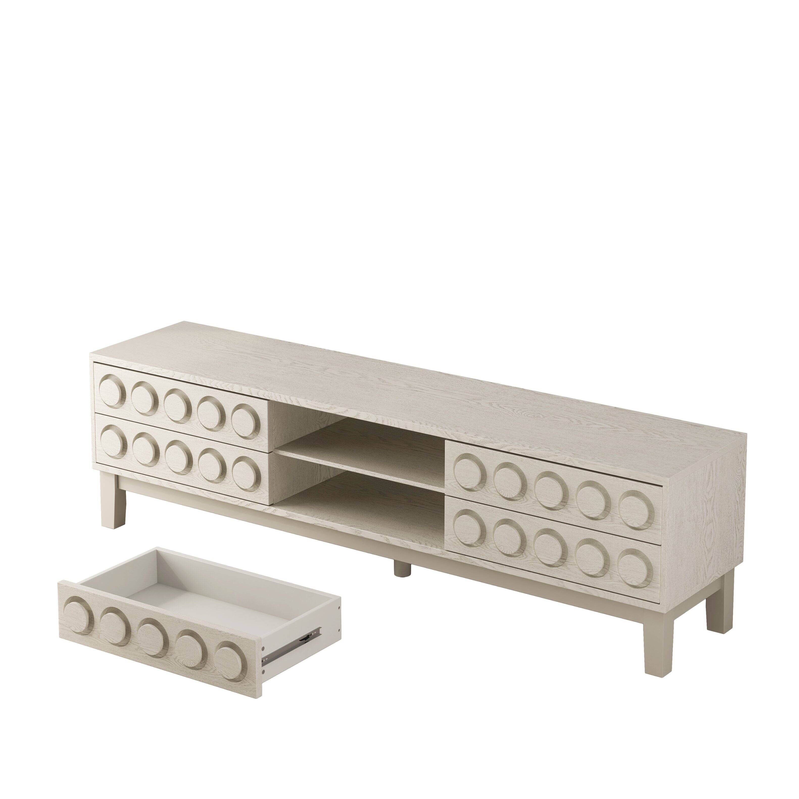 Alt View 2. APRILSOUL - TV Stand for TVs up to 75 4 Drawers Media Console White Living Room Bedroom - White.