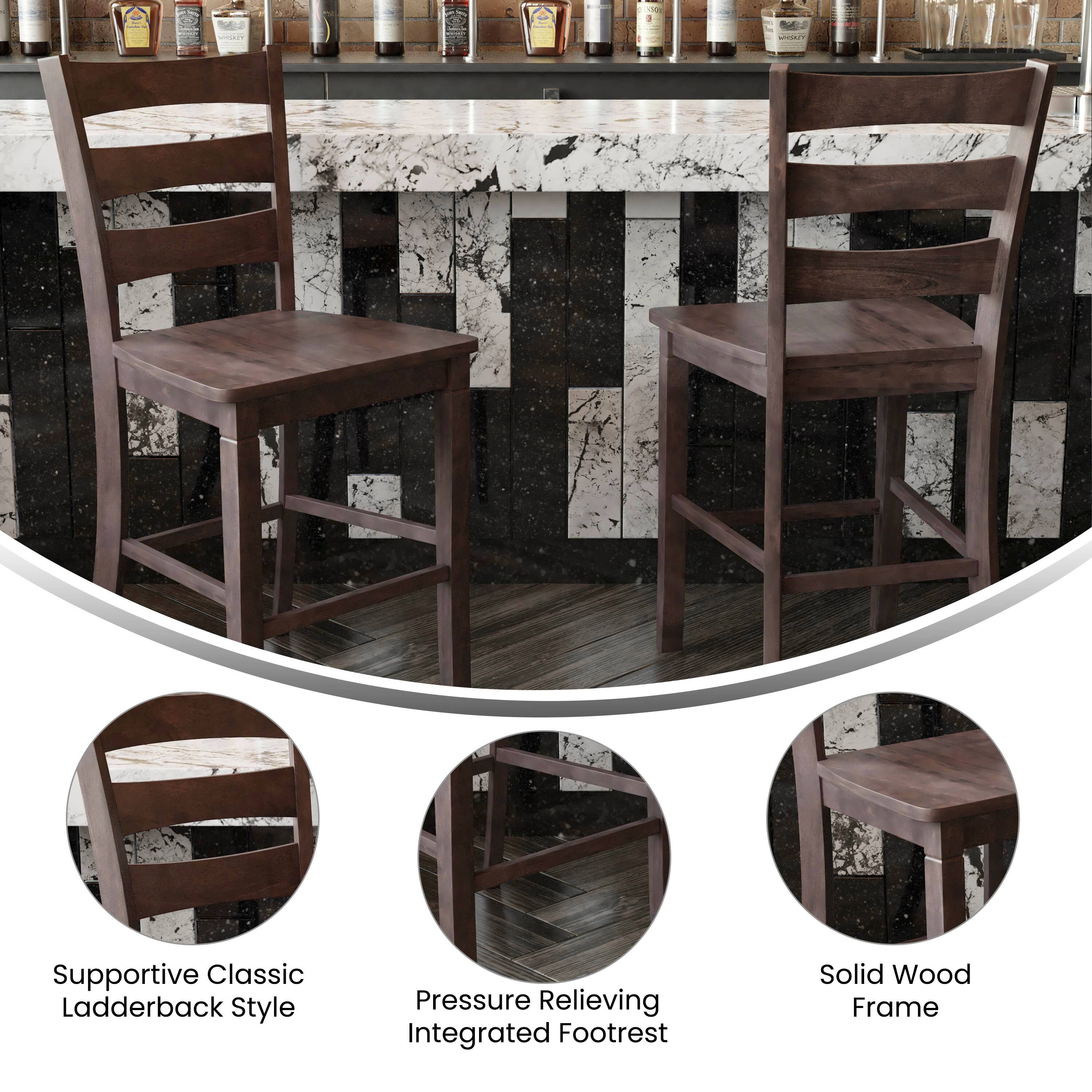 Supportive Classic Ladderback Style  
Pressure Relieving Integrated Footrest  
Solid Wood Frame