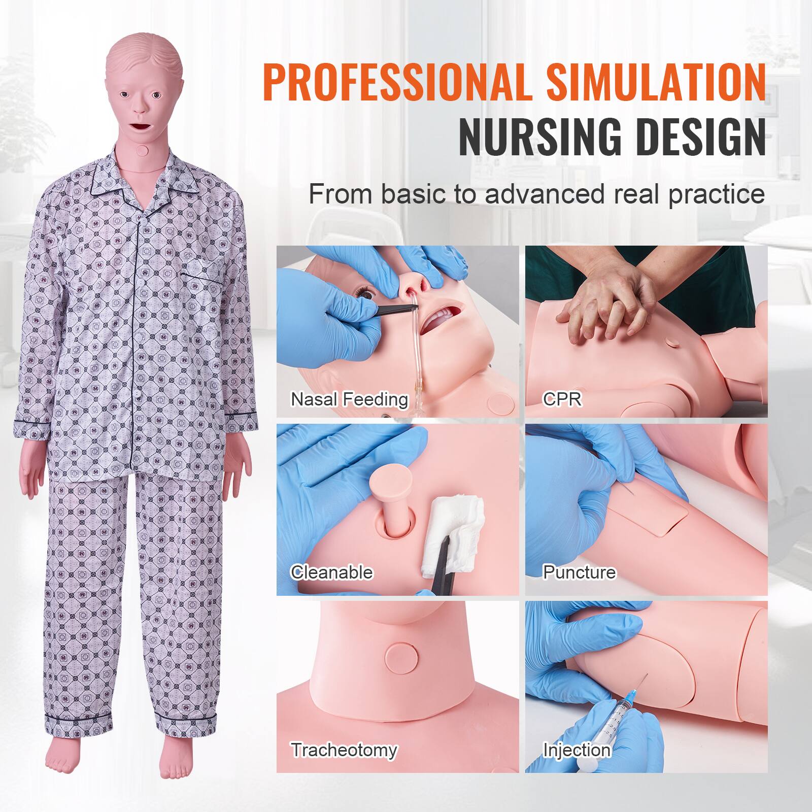 PROFESSIONAL SIMULATION  
NURSING DESIGN  
From basic to advanced real practice  

- Nasal Feeding  
- CPR  
- Cleanable  
- Puncture  
- Tracheotomy  
- Injection