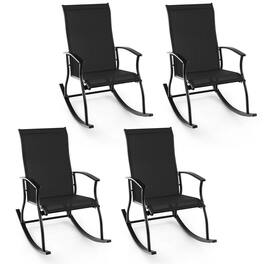 Gymax - Set of 4 Outdoor Rocking Chair Patio Rocker w/ Breathable Fabric - Black