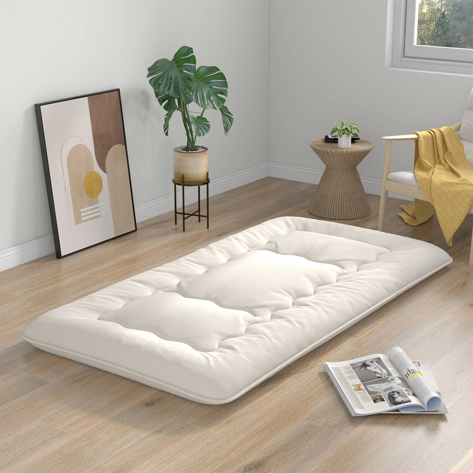 Alt View 8. Costway - Costway Twin Futon Mattress Japanese Floor Sleeping Pad Washable Cover Carry Bag - Beige.
