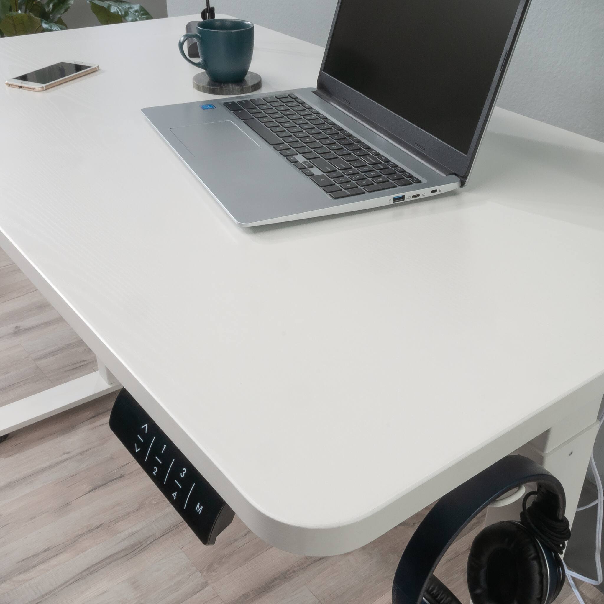 Alt View 2. TinyHomie - Sit Stand Desk White finish - White.