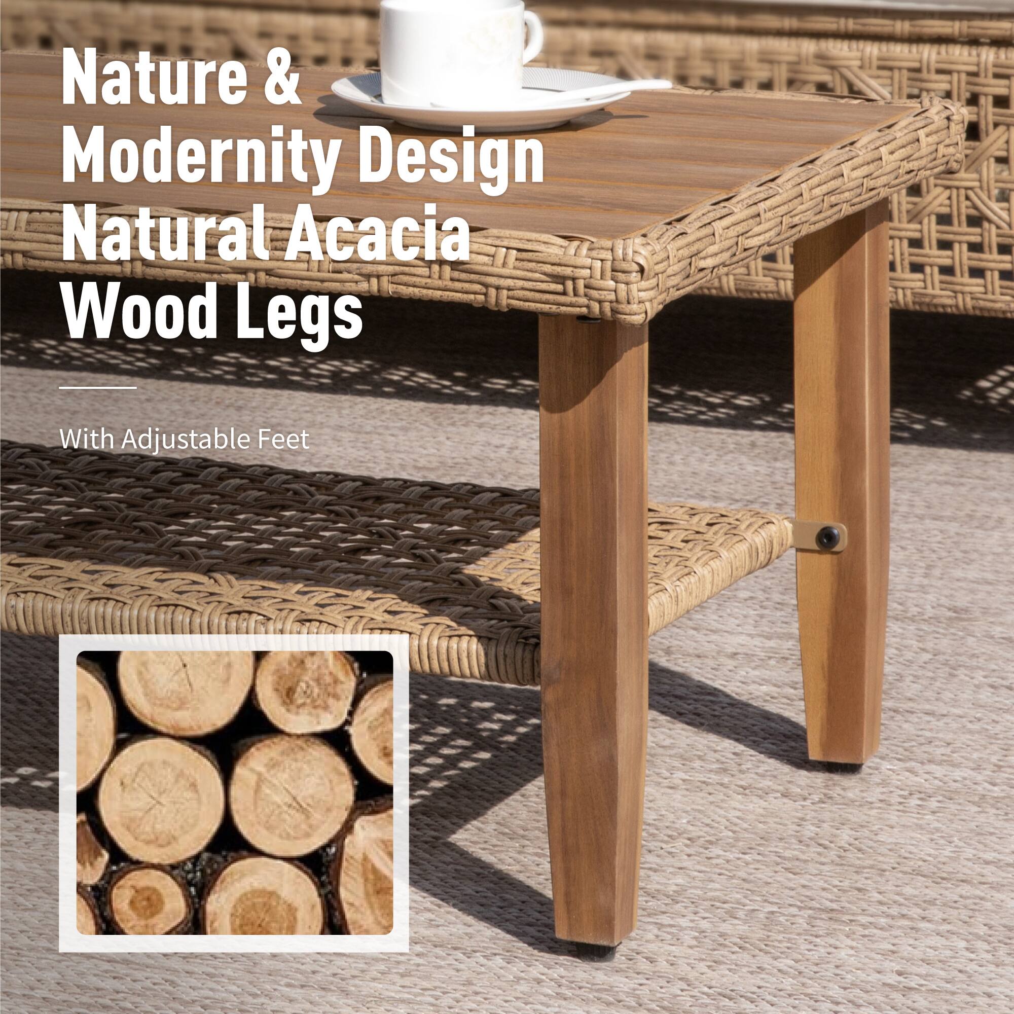 Nature & Modernity Design Natural Acacia Wood Legs  
With Adjustable Feet