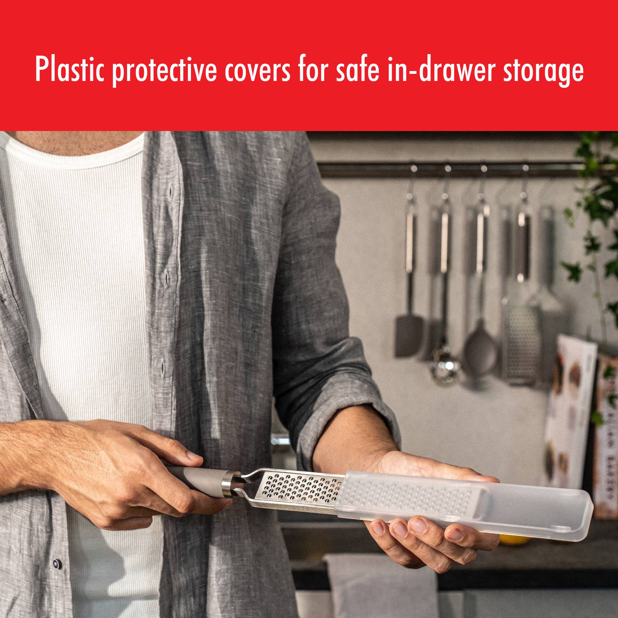 Plastic protective covers for safe in-drawer storage