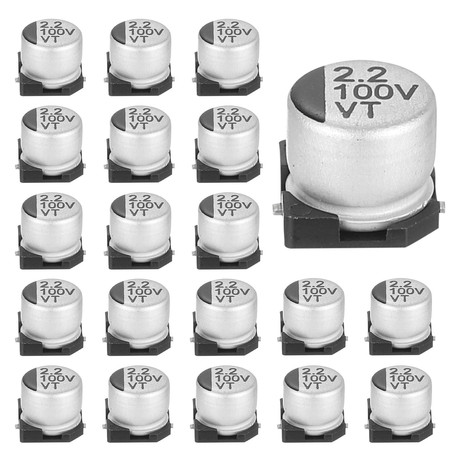 Unique Bargains - 2.2uF 100V SMD Aluminum Electrolytic Capacitor, Low Impedance, 6.3x5.4mm, 20pcs, for TV/Computer/DIY - Silver price history on PriceWatchPro