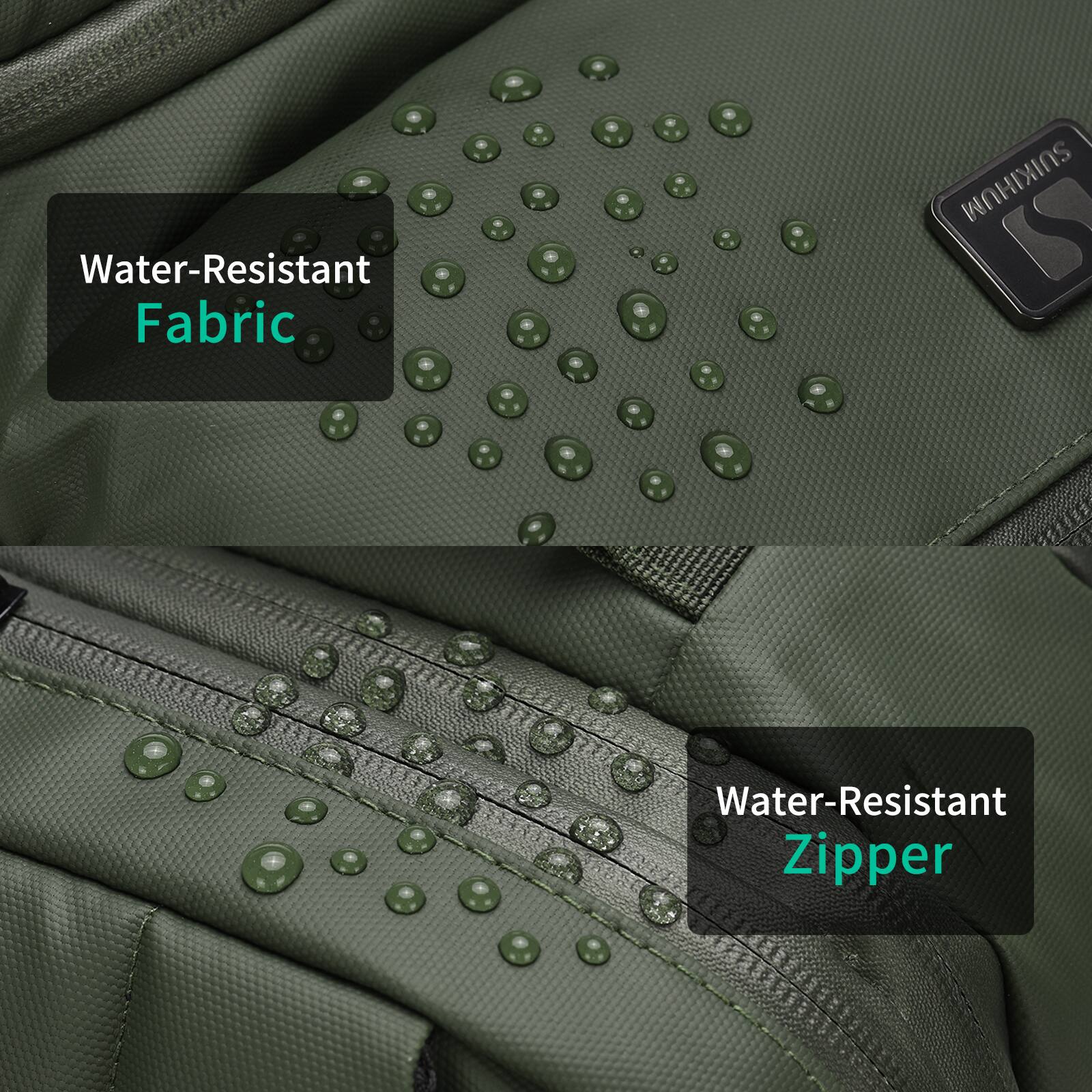 Water-Resistant Fabric  
Water-Resistant Zipper