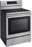 Angle. LG - 6.3 Cu. Ft. Freestanding Electric True Convection Smart Range with Air Fry and InstaView - PrintProof Stainless Steel.