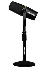Front. Shure - MV7+ Podcast Microphone + Stand - USB-C & XLR Outputs for Podcasting, Live Streaming, Music Recording & Youtube Content - Black.