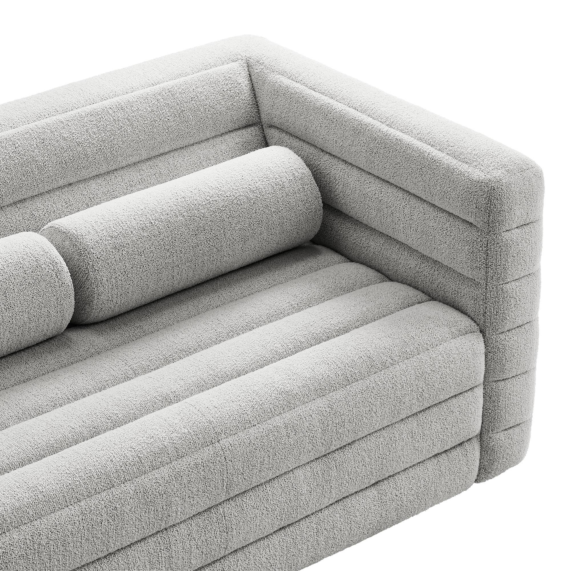 Alt View 6. Modway - Relle Channel Tufted Boucle Upholstered Loveseat by Modway - Newsprint.