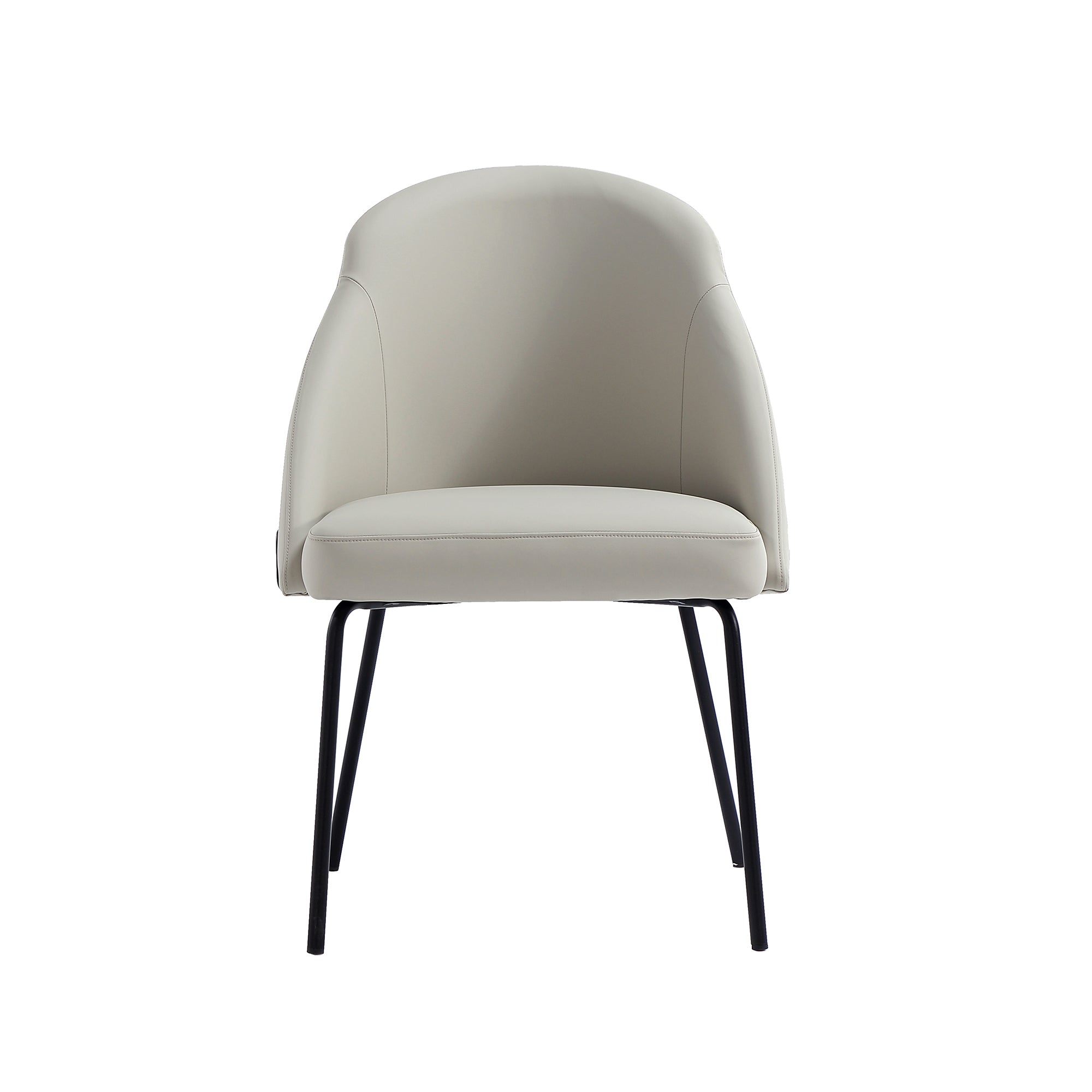 Front. Manhattan Comfort - Gracie Modern Metal Vegan Leather Dining Chair - Stone Gray and Black.